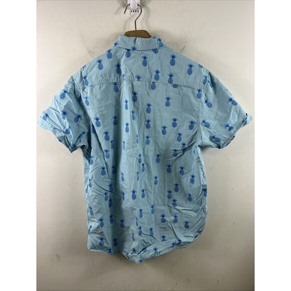 Plugg Mens Hawaiian Shirt Pineapple All Over Print Button Up Blue Size Small - Picture 4 of 6